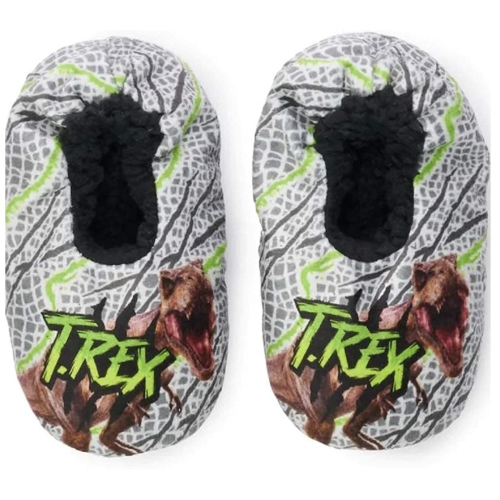 Toddler JURASSIC WORLD Fuzzy Babba Slipper Socks  2T-3T Fits Shoe Size 4.5-7.5